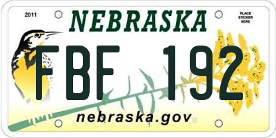 NE license plate FBF192
