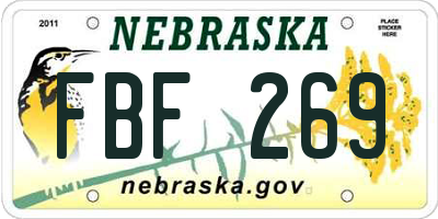 NE license plate FBF269