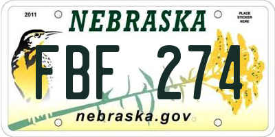 NE license plate FBF274