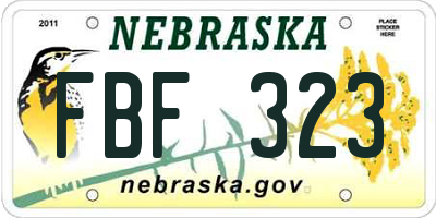 NE license plate FBF323