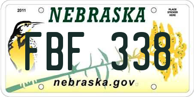 NE license plate FBF338