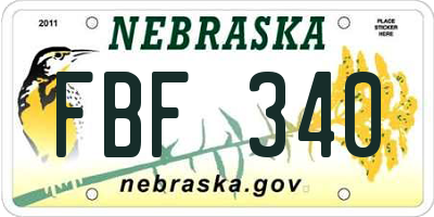 NE license plate FBF340