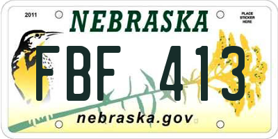NE license plate FBF413