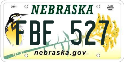 NE license plate FBF527