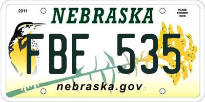 NE license plate FBF535