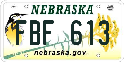 NE license plate FBF613