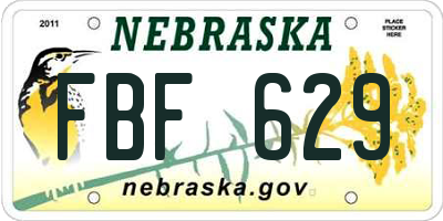 NE license plate FBF629