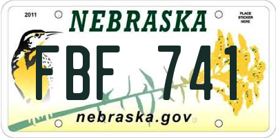 NE license plate FBF741