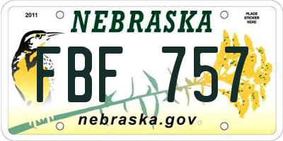 NE license plate FBF757
