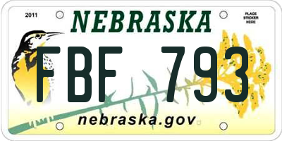 NE license plate FBF793