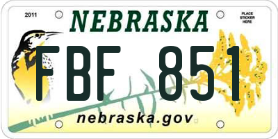 NE license plate FBF851