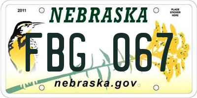 NE license plate FBG067