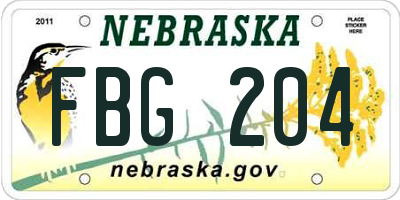 NE license plate FBG204
