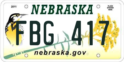 NE license plate FBG417