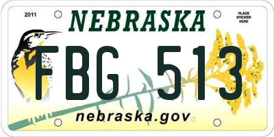 NE license plate FBG513