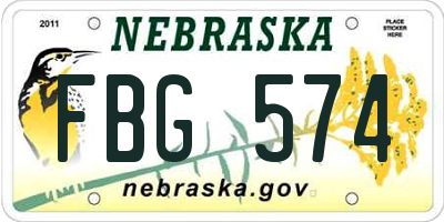 NE license plate FBG574