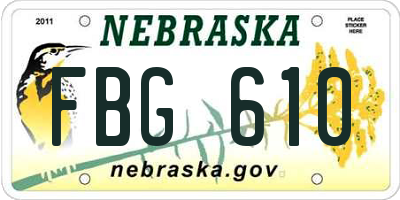 NE license plate FBG610