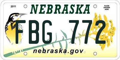 NE license plate FBG772