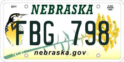 NE license plate FBG798