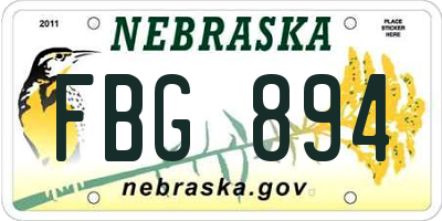 NE license plate FBG894