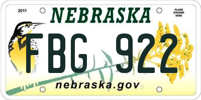 NE license plate FBG922