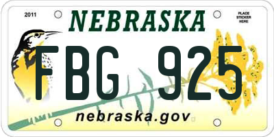 NE license plate FBG925