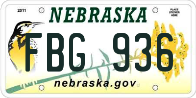 NE license plate FBG936