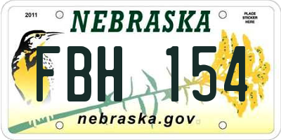 NE license plate FBH154