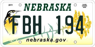NE license plate FBH194