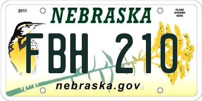 NE license plate FBH210