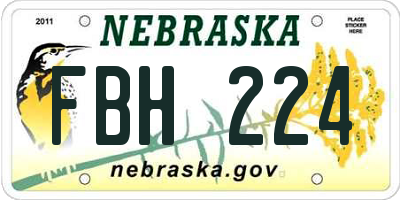 NE license plate FBH224