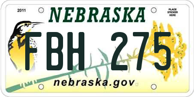 NE license plate FBH275