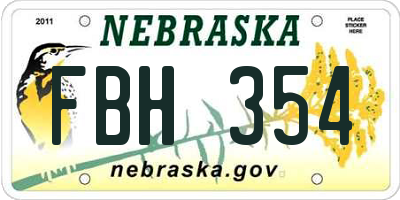NE license plate FBH354