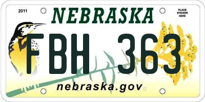 NE license plate FBH363
