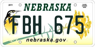 NE license plate FBH675