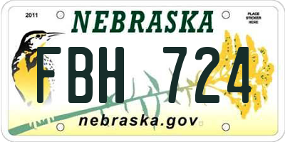NE license plate FBH724