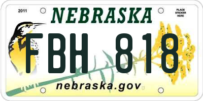 NE license plate FBH818