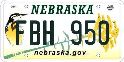 NE license plate FBH950