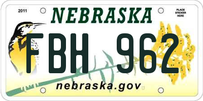 NE license plate FBH962