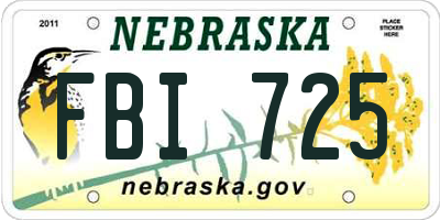 NE license plate FBI725
