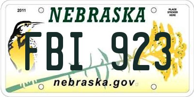 NE license plate FBI923
