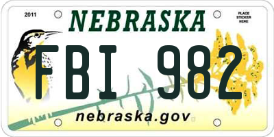 NE license plate FBI982