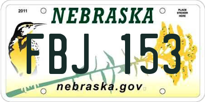 NE license plate FBJ153