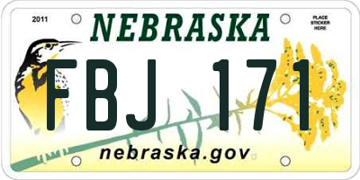 NE license plate FBJ171