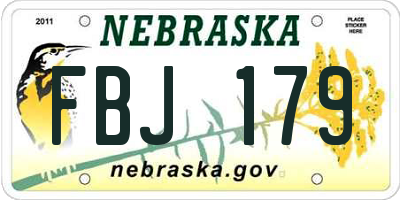 NE license plate FBJ179