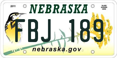 NE license plate FBJ189