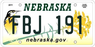 NE license plate FBJ191
