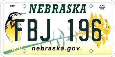 NE license plate FBJ196