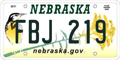 NE license plate FBJ219