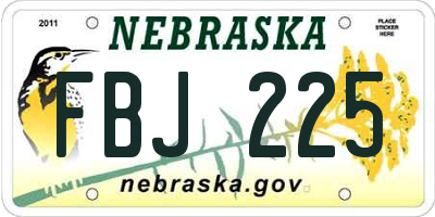 NE license plate FBJ225